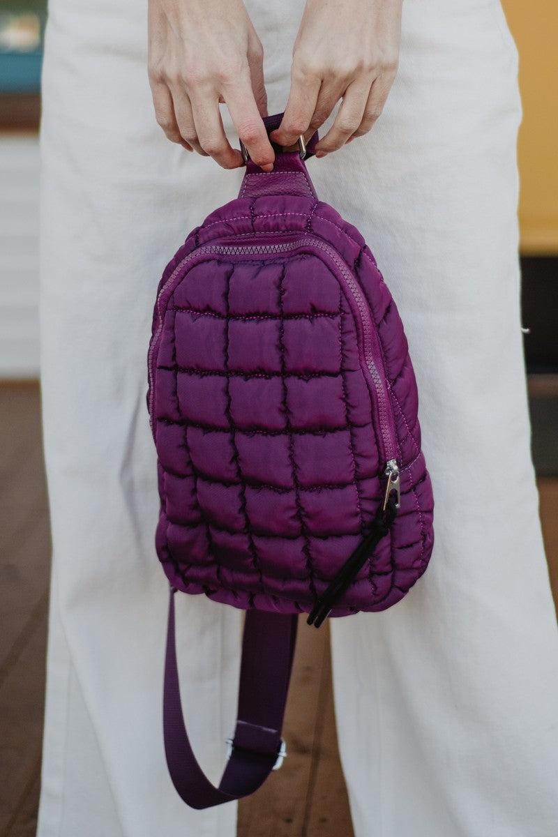 Plum Women's Wholesale Quilted Sling Bag Plum Women's Wholesale Quilted Sling Bag