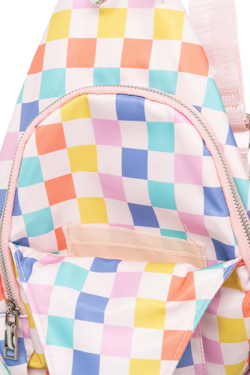 Multicolored Checkered Pattern Wholesale Sling Belt Bag Multicolored Checkered Pattern Wholesale Sling Belt Bag