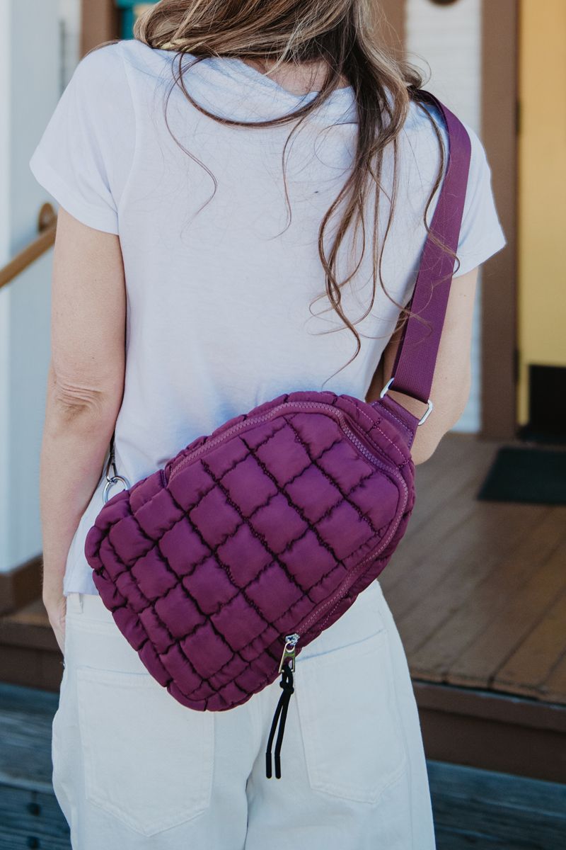 Plum Women's Wholesale Quilted Sling Bag Plum Women's Wholesale Quilted Sling Bag