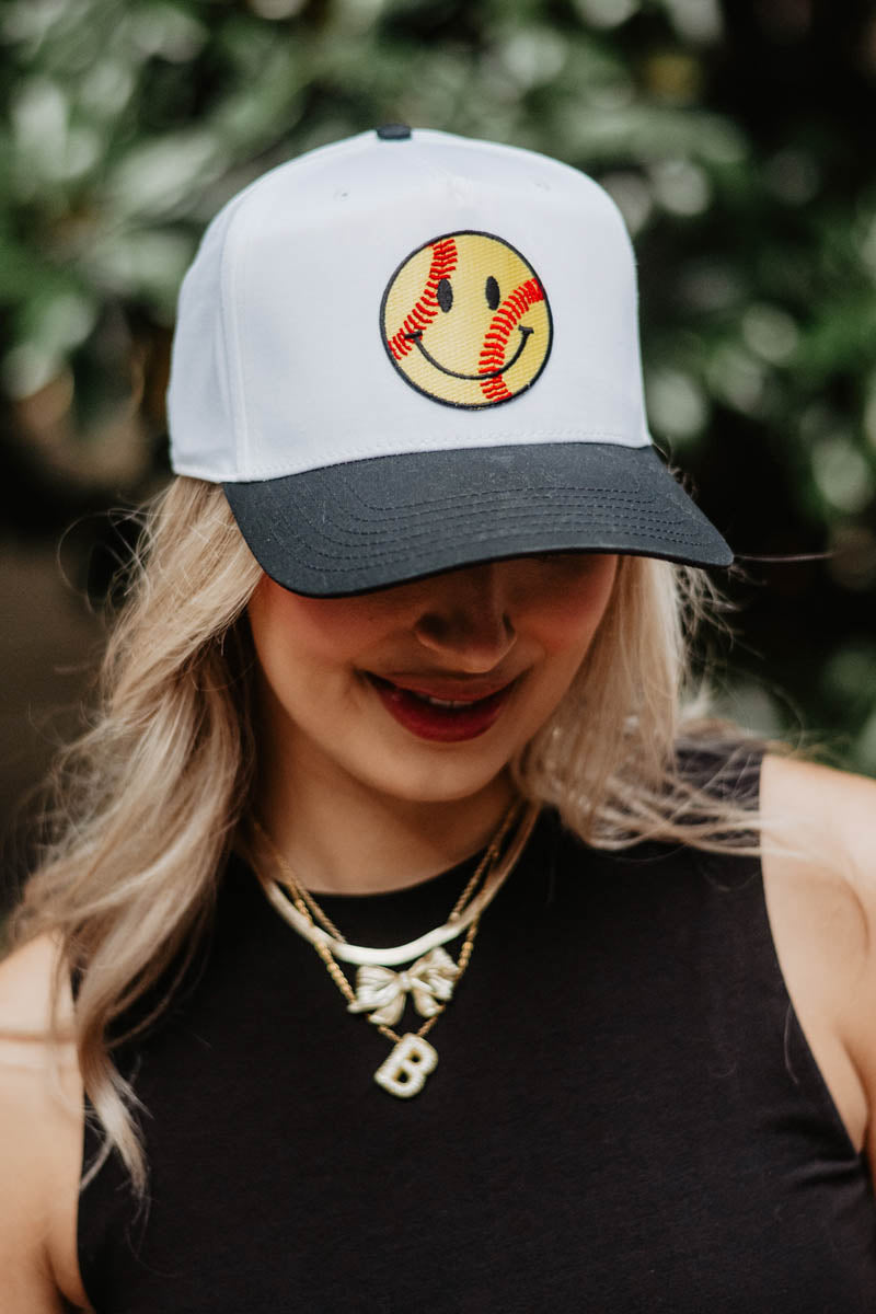 Softball Happy Face Wholesale Two-Toned Vintage Hat Softball Happy Face Wholesale Two-Toned Vintage Hat