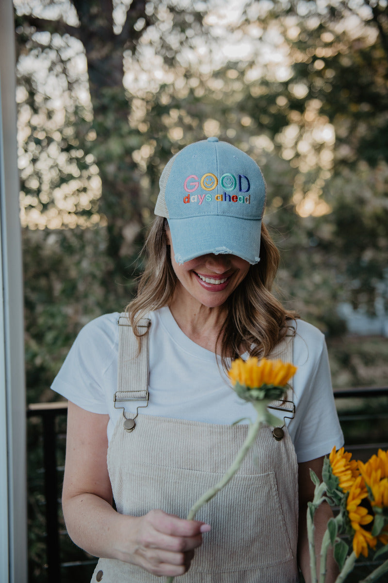 Good Days Ahead Wholesale Denim Trucker Hat Good Days Ahead Wholesale Denim Trucker Hat