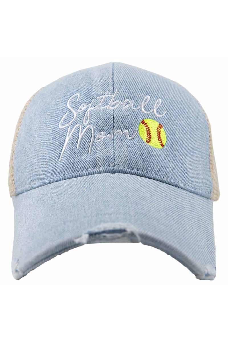 Softball Mom Wholesale Women's Denim Trucker Hat Softball Mom Wholesale Women's Denim Trucker Hat