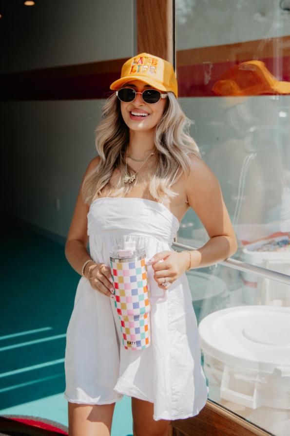 Multicolored Checkered Wholesale 40 Oz Coffee Tumbler Cup Multicolored Checkered Wholesale 40 Oz Coffee Tumbler Cup