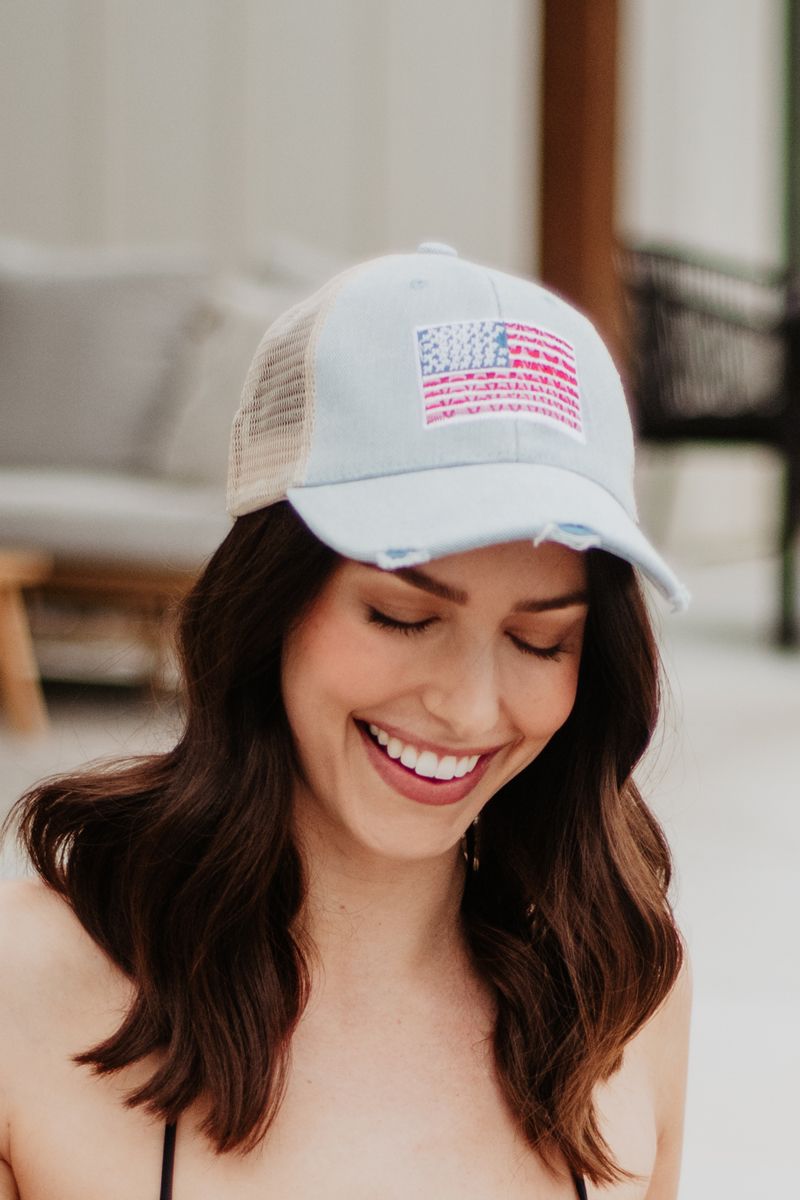 American Flag Trucker Wholesale Denim Hat American Flag Trucker Wholesale Denim Hat