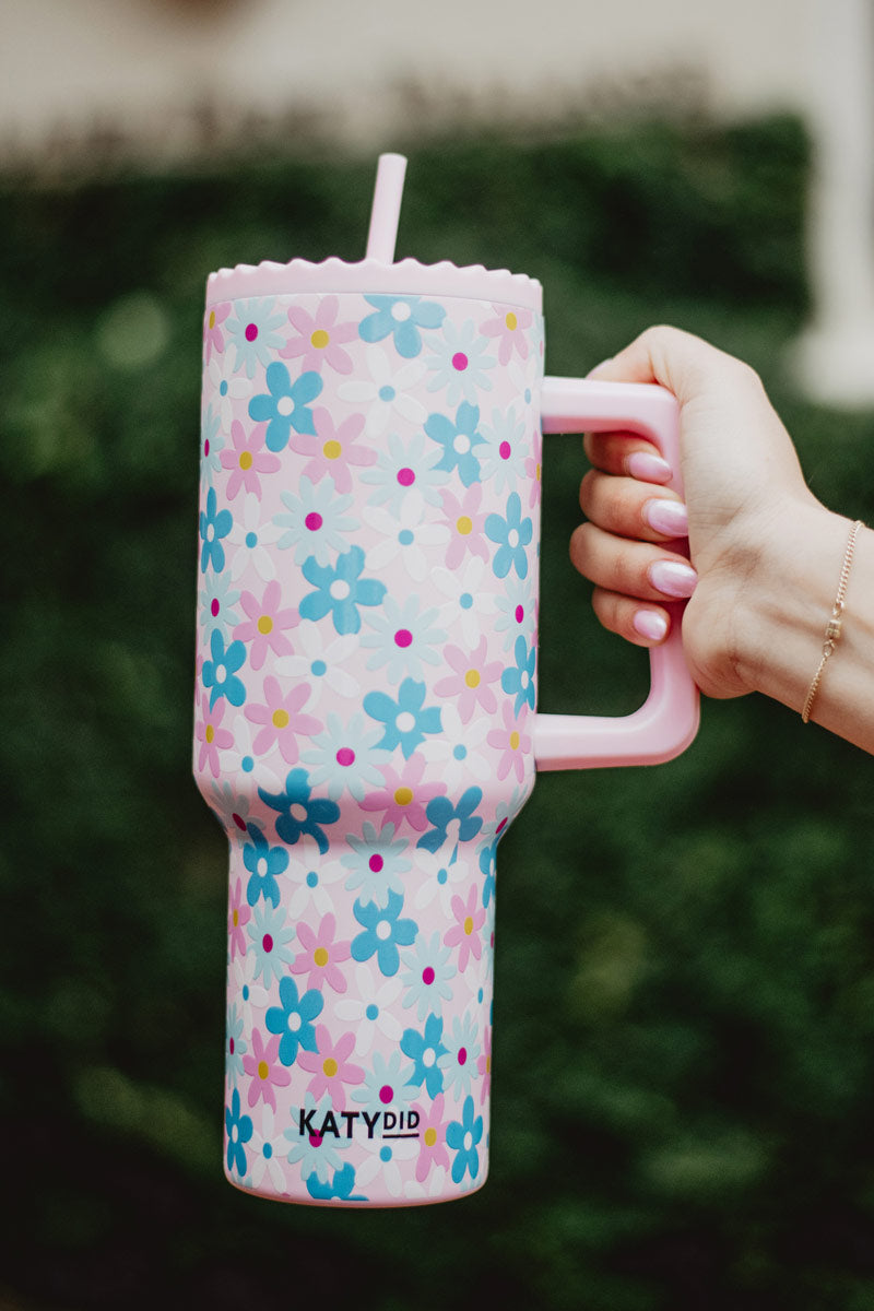 Dainty Florals Pink Wholesale 38 Oz Tumbler Cup Dainty Florals Pink Wholesale 38 Oz Tumbler Cup