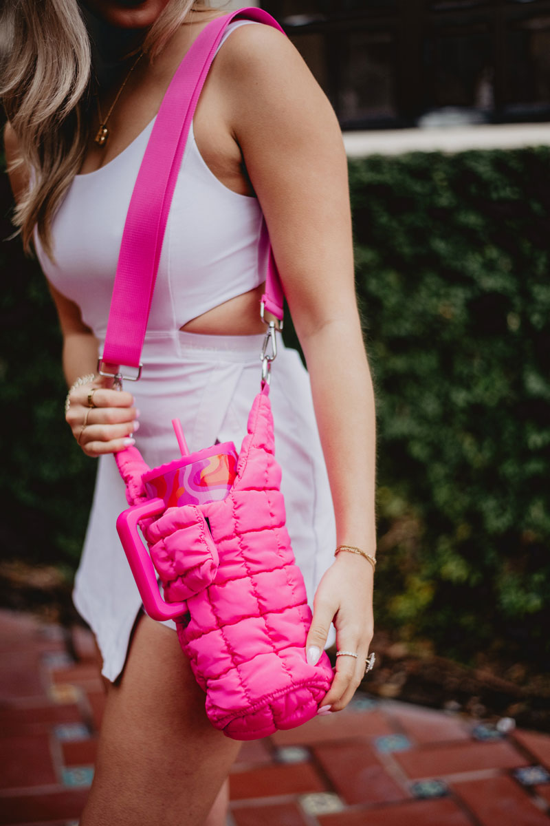 Hot Pink Quilted Water Bottle Carrier Bag Hot Pink Quilted Water Bottle Carrier Bag