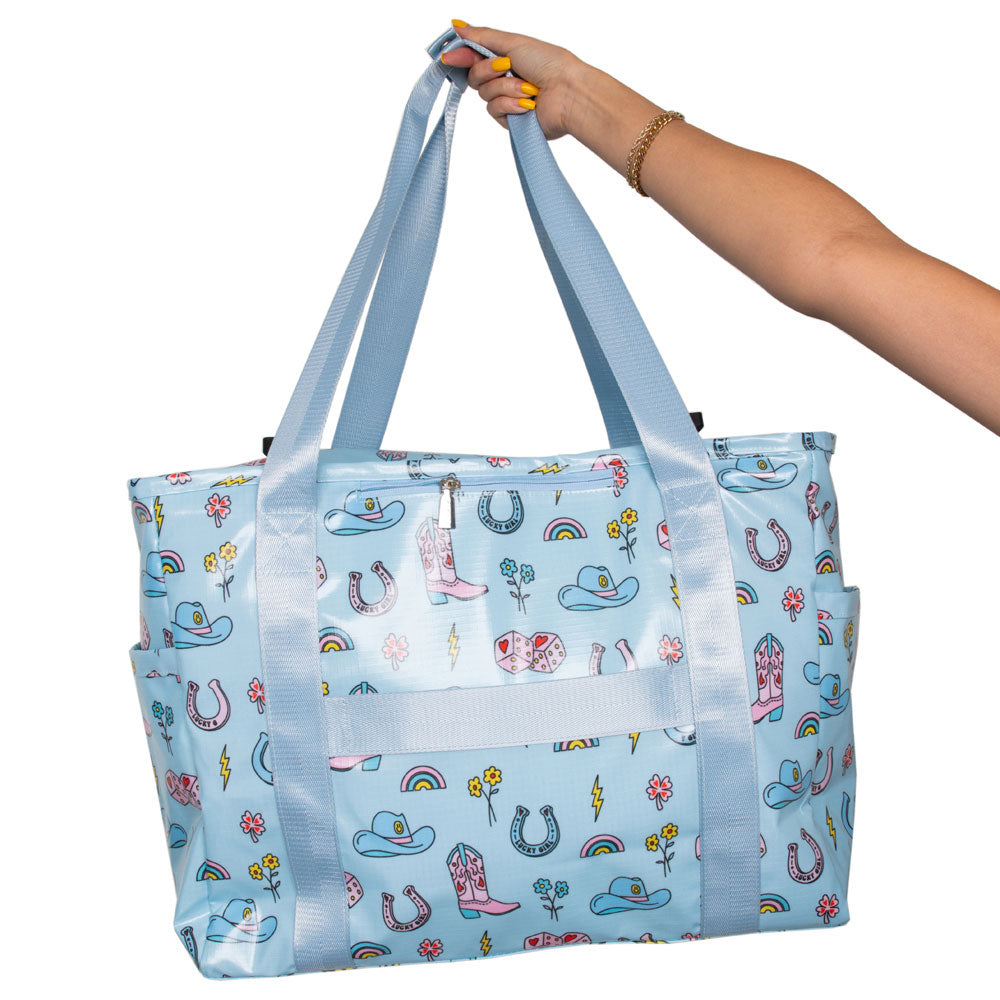 Lucky Girl Western Wholesale Oversized Foldable Tote Lucky Girl Western Wholesale Oversized Foldable Tote
