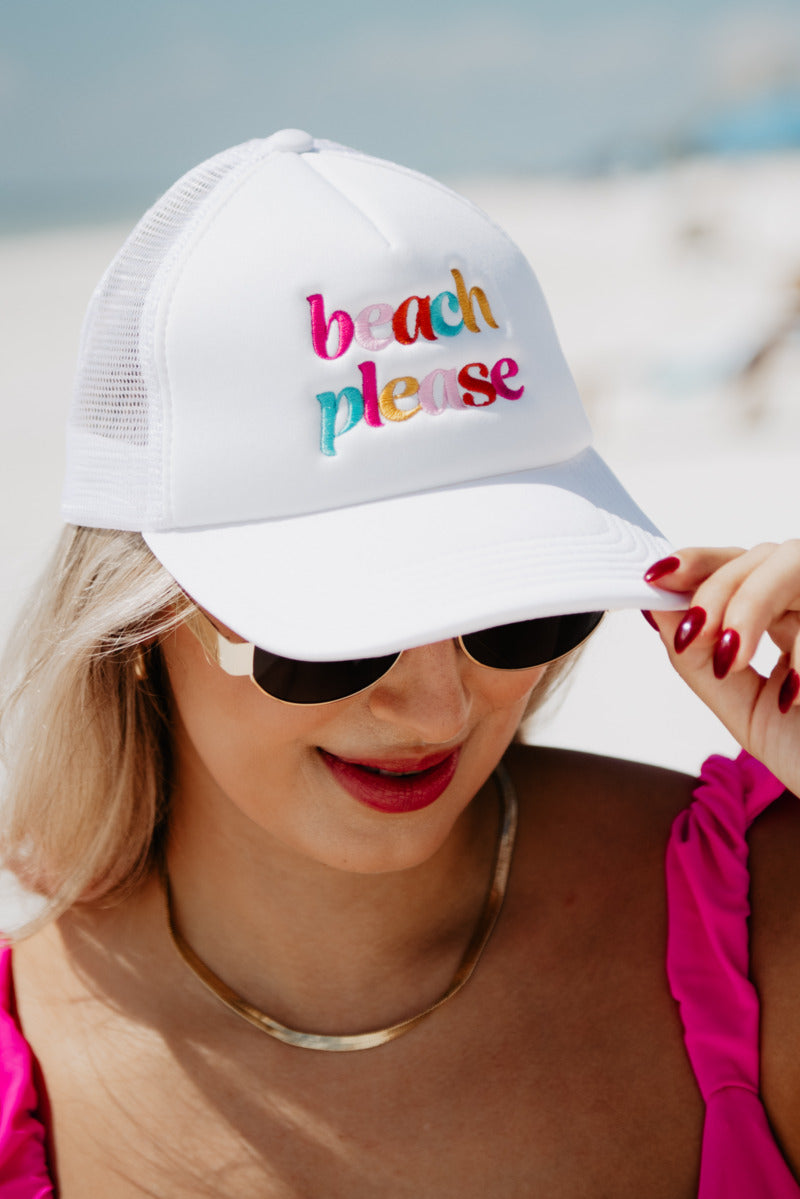 Beach Please (LOWER CASE) Wholesale Foam Trucker Hat Beach Please (LOWER CASE) Wholesale Foam Trucker Hat