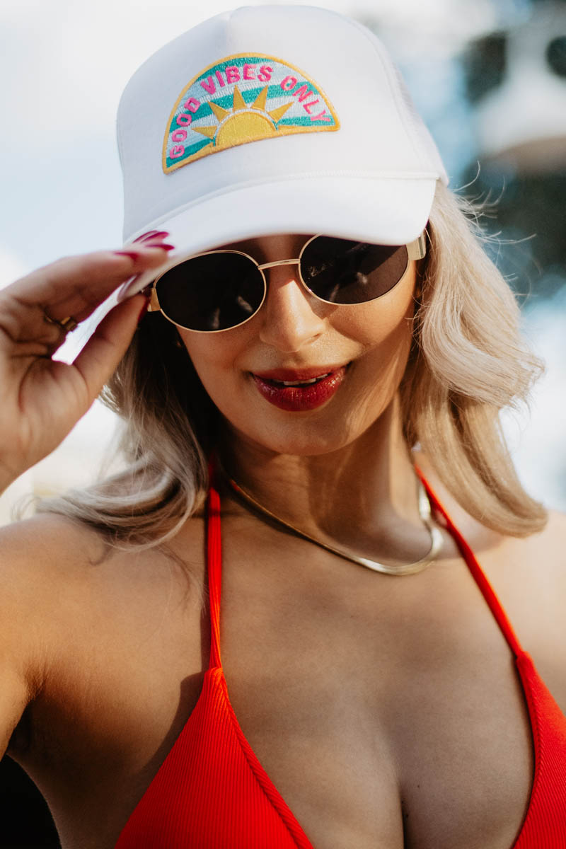 Good Vibes Only Patch Wholesale Women's Foam Hat Good Vibes Only Patch Wholesale Women's Foam Hat