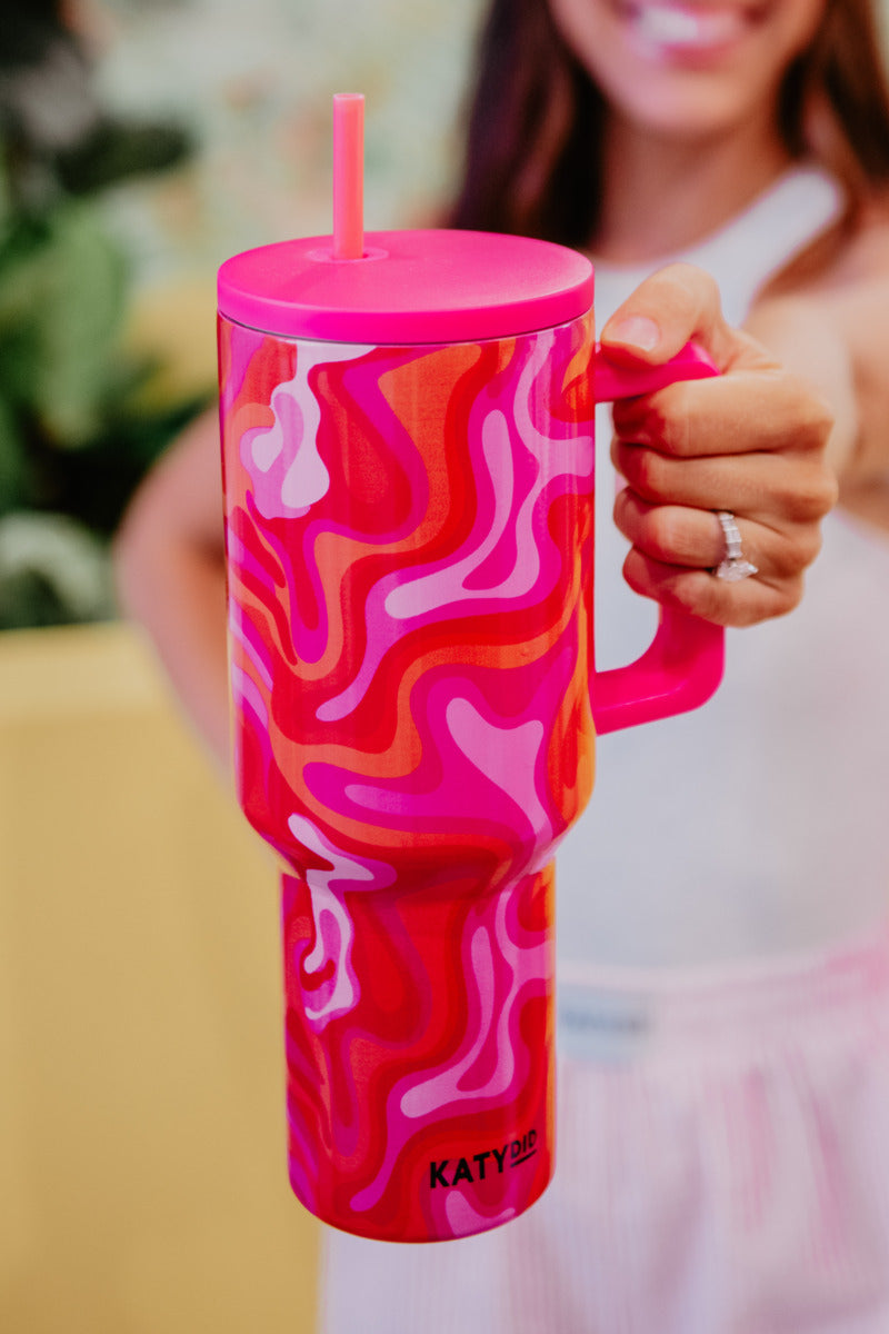 Hot Pink Retro Swirl Wholesale Drink Tumbler Hot Pink Retro Swirl Wholesale Drink Tumbler