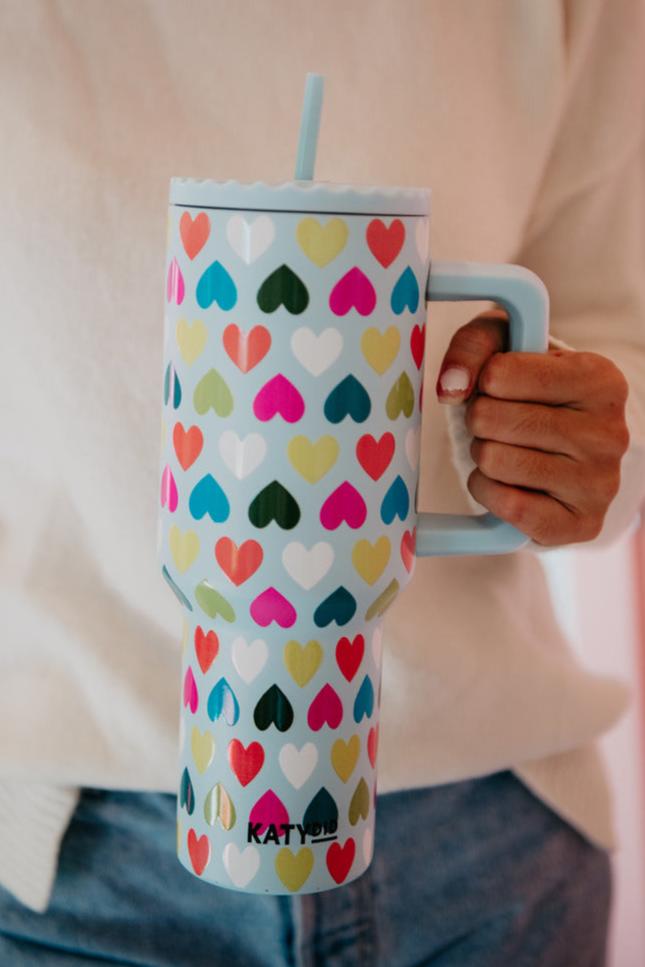 Multicolored Hearts Mint Wholesale Stainless Steel Tumbler Multicolored Hearts Mint Wholesale Stainless Steel Tumbler