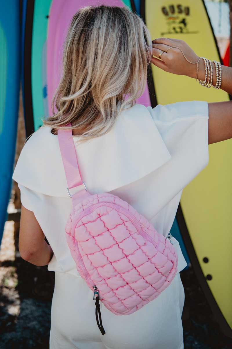 Light Pink Wholesale Quilted Sling Crossbody Bag Light Pink Wholesale Quilted Sling Crossbody Bag