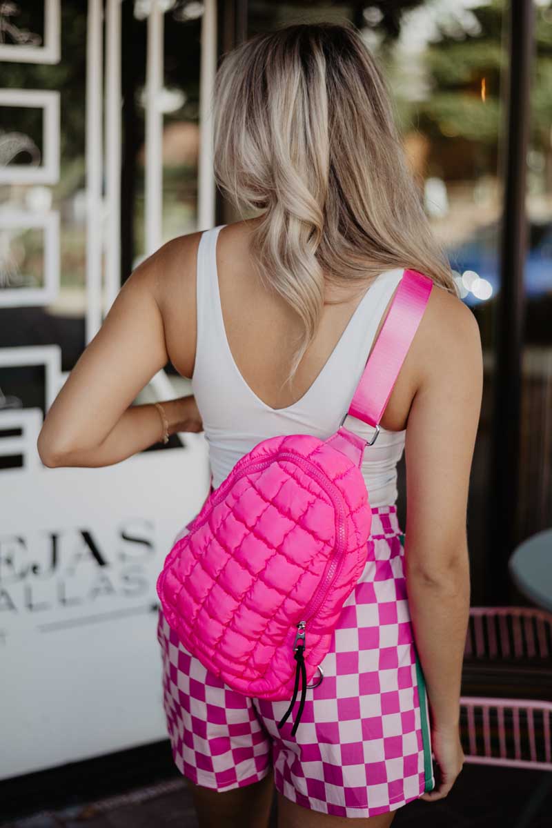Hot Pink Wholesale Quilted Sling Bag Hot Pink Wholesale Quilted Sling Bag
