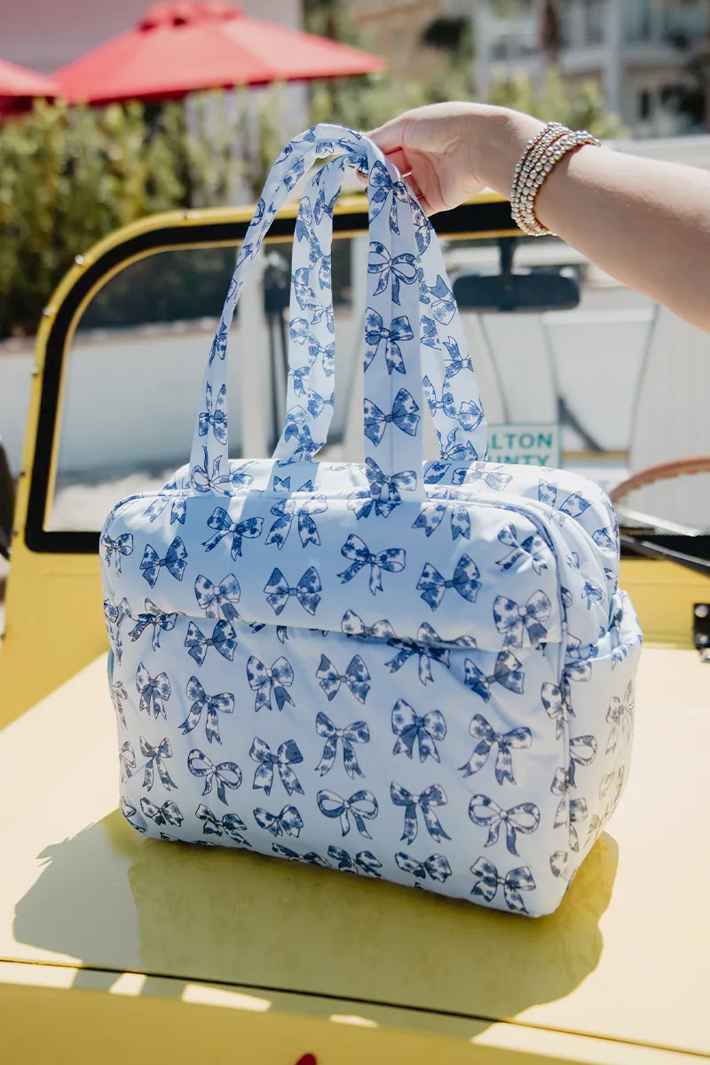 Light Blue Toile Coquette Bows Wholesale Classic Weekender Light Blue Toile Coquette Bows Wholesale Classic Weekender