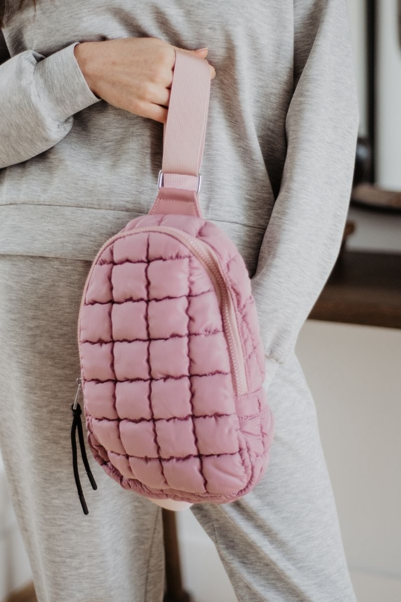 Mauve Quilted Wholesale Sling Crossbody Bag Mauve Quilted Wholesale Sling Crossbody Bag