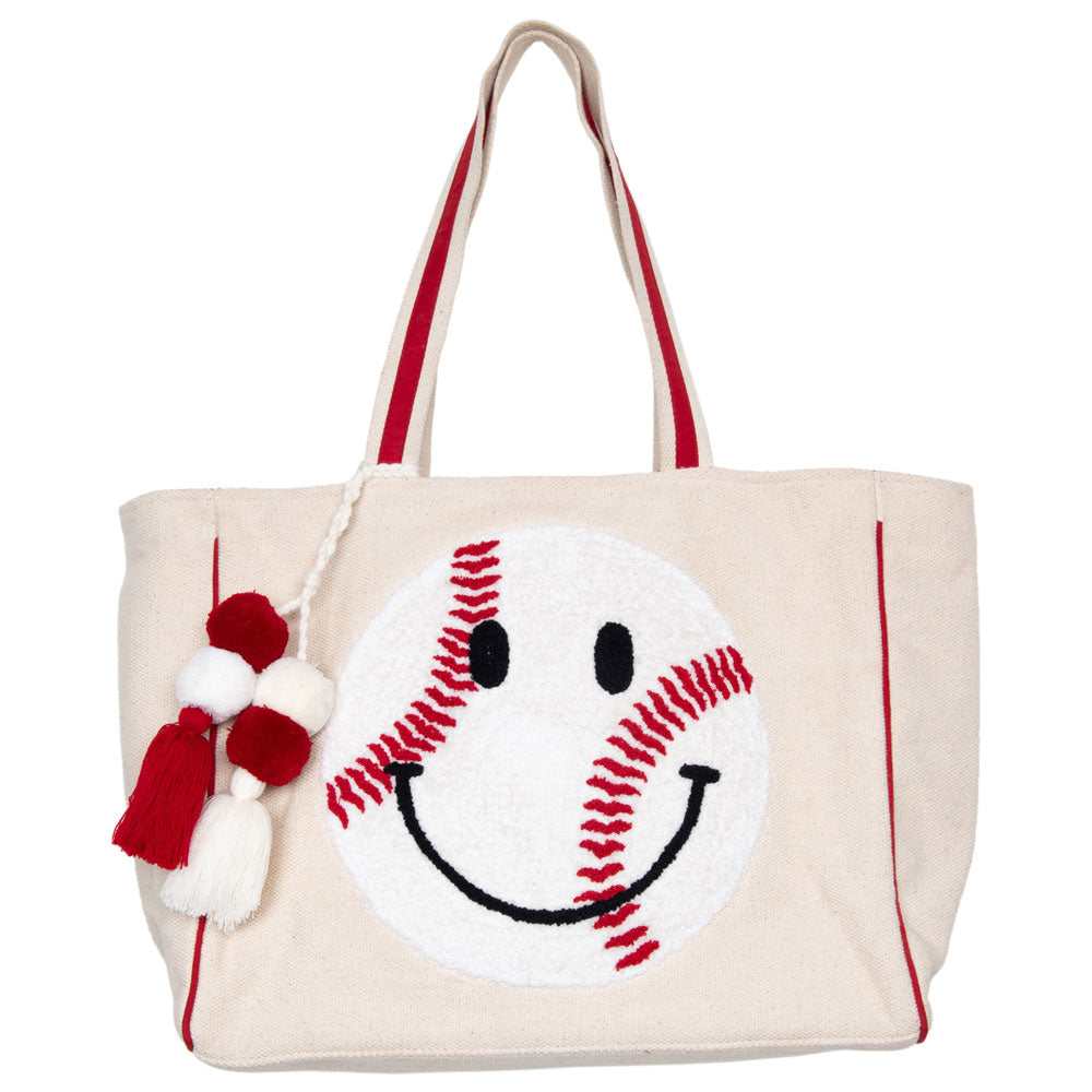 Baseball Oversized Happy Face Wholesale Women's Tote Bag Baseball Oversized Happy Face Wholesale Women's Tote Bag