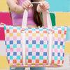 Multicolored Checkered Wholesale Women's Tote Bag