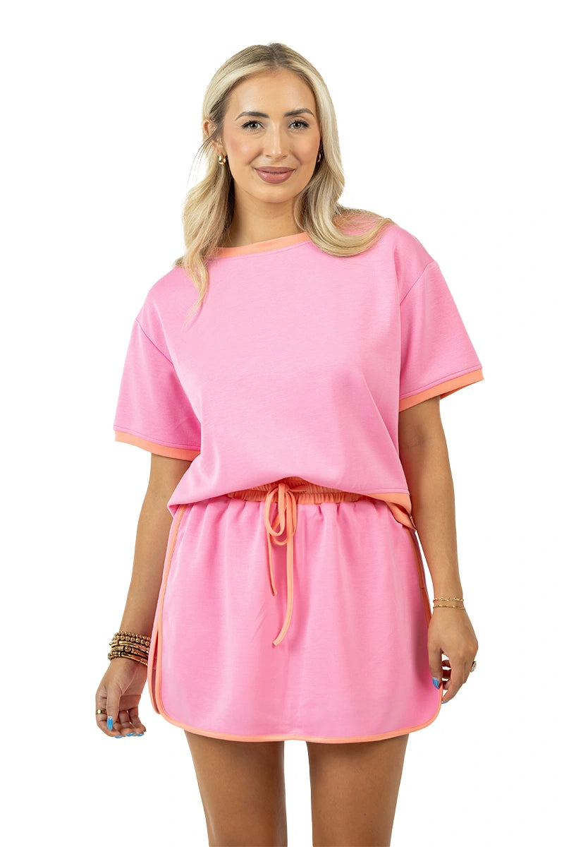 Pink and Orange Wholesale Matching Skirt and Top Set