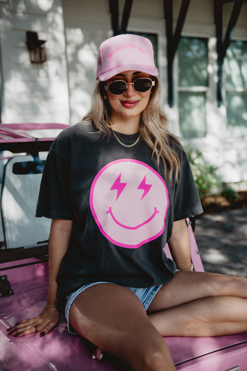 Lightning Happy Face Screen Print Wholesale Shirt
