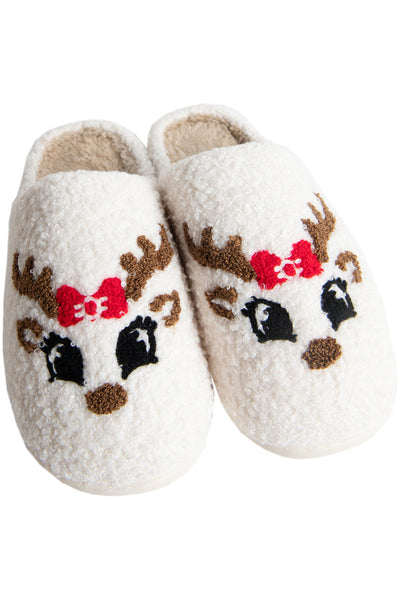 Reindeer Face Christmas Sherpa Wholesale Slippers