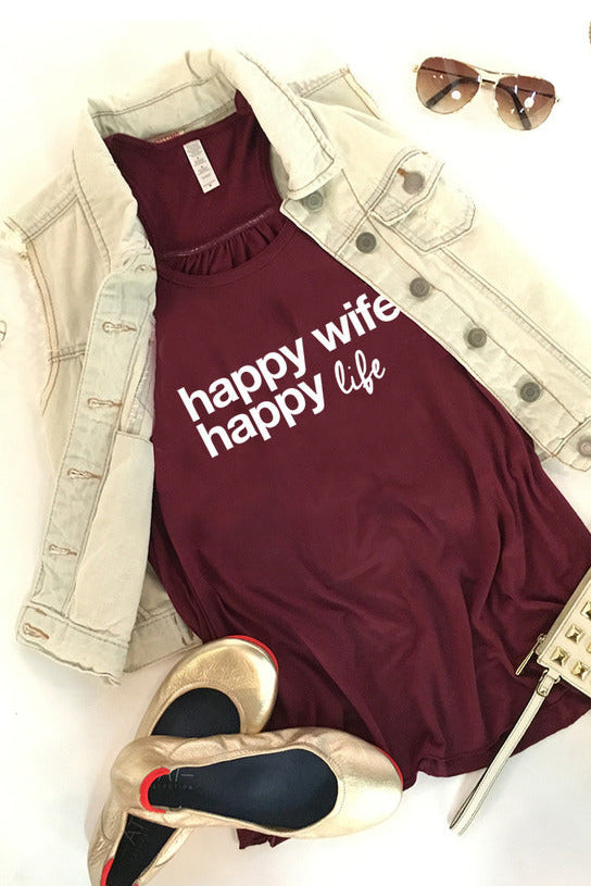 Happy Wife Happy Life Wholesale Fashion Tank Tops
