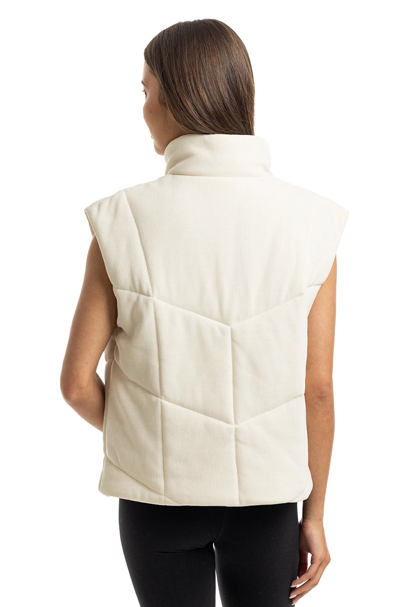 Cloud White Corduroy Wholesale Puffer Vest