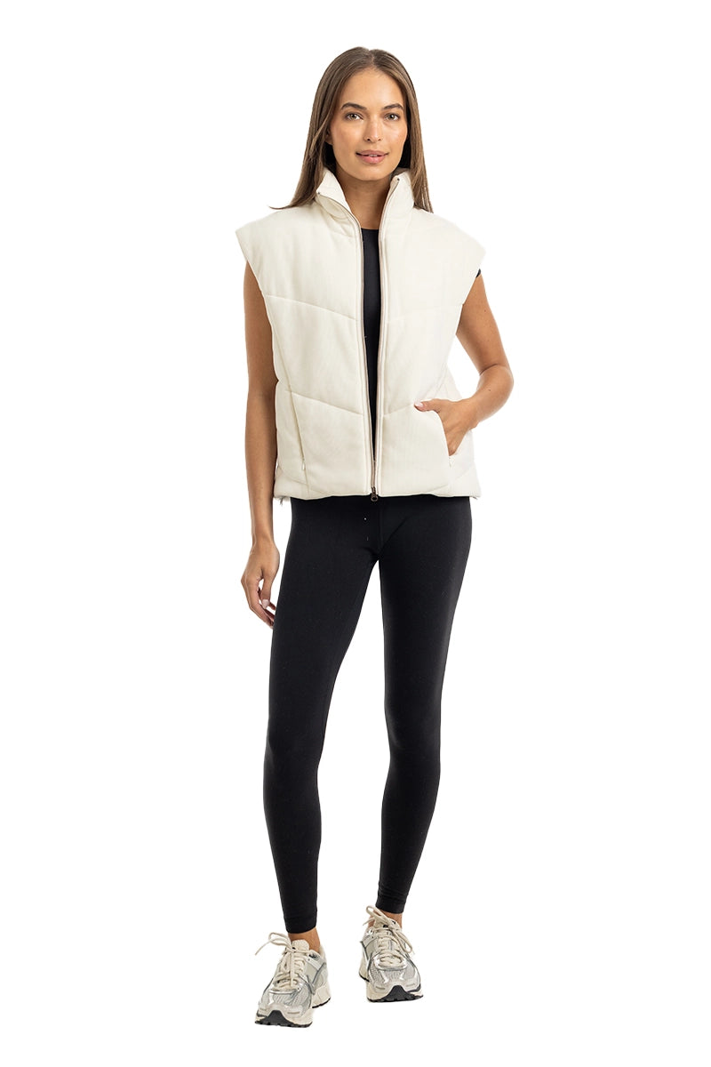 Cloud White Corduroy Wholesale Puffer Vest