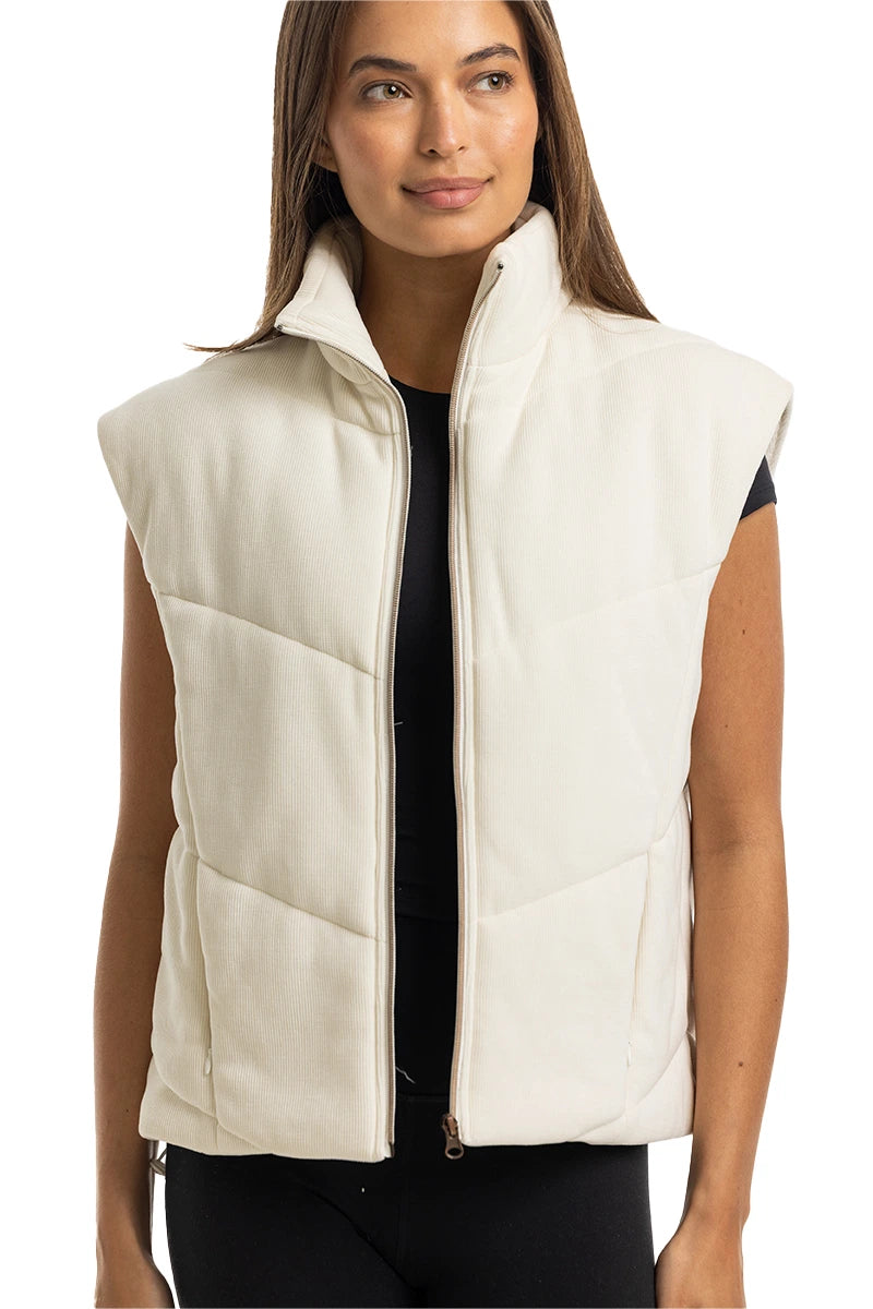 Cloud White Corduroy Wholesale Puffer Vest