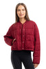 Wine Cropped Wholesale Quilted Bomber Jacket