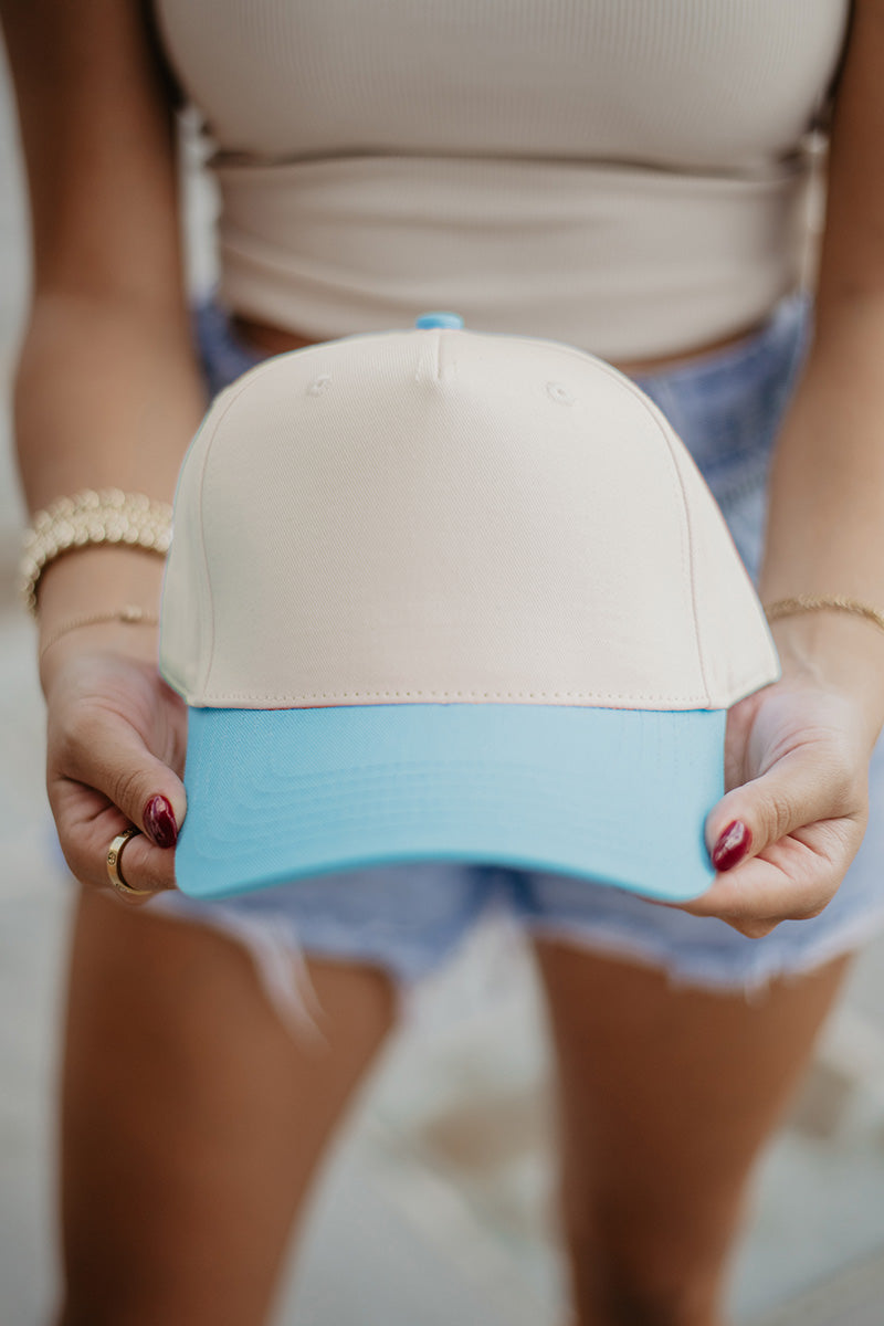 Aqua and Tan Wholesale Two-Toned Vintage Hat