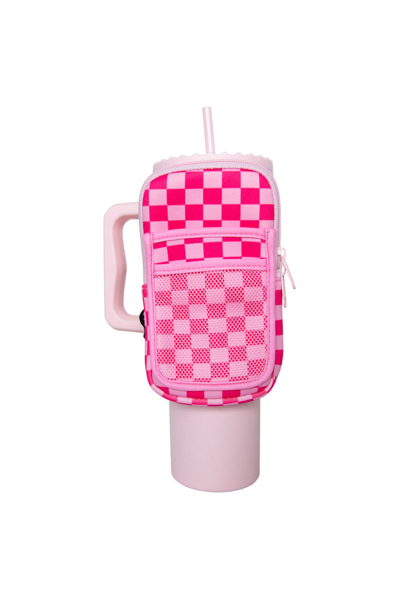 Pink Checker Wholesale Tumbler Zipper Pouch