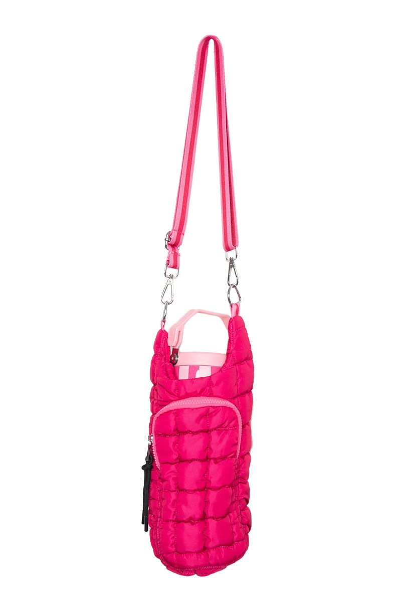 Hot Pink Wholesale Water Bottle Carrier Bag with Strap
