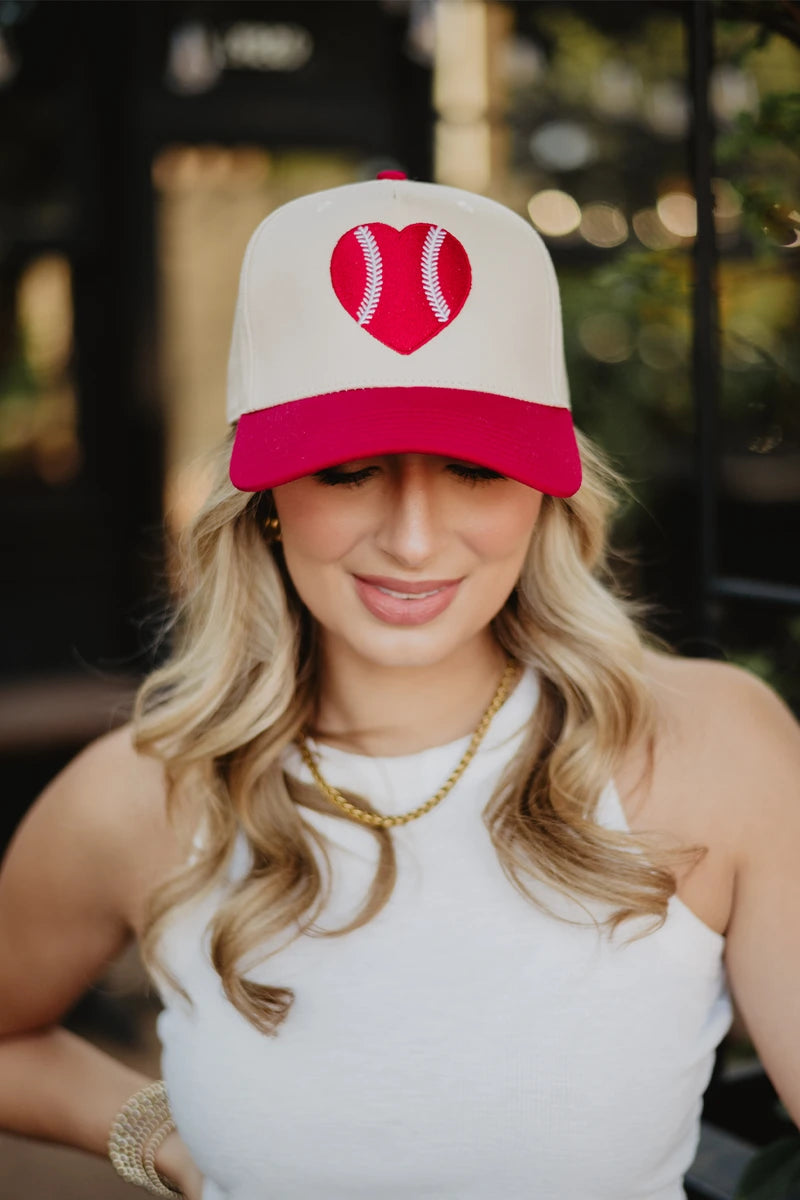 Red Baseball Heart Wholesale Classic Trucker Hats