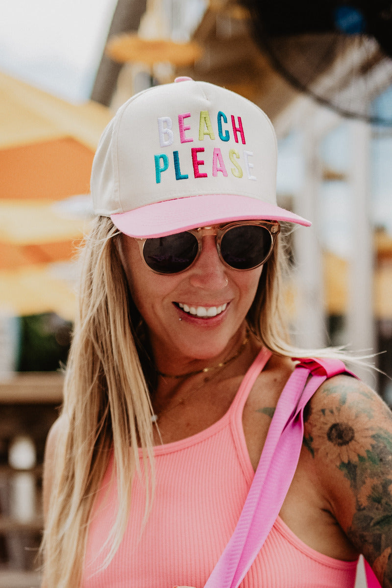 BEACH PLEASE (Multicolored) Wholesale Two-Toned Vintage Hat