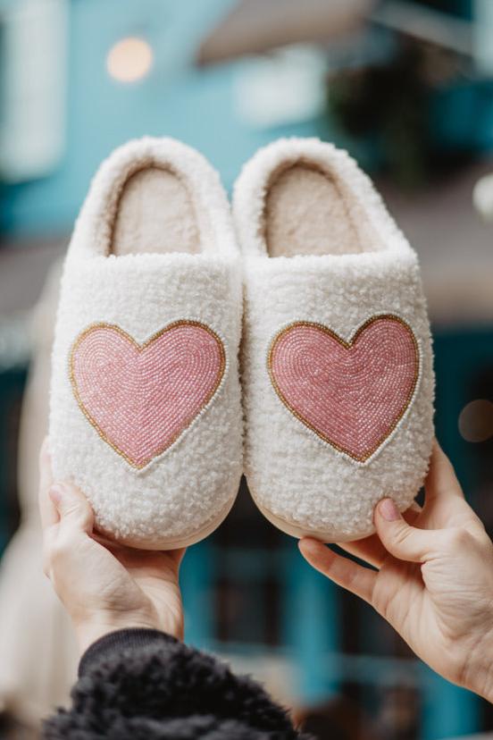 Beaded Pink & Gold Heart Wholesale Slippers For Women