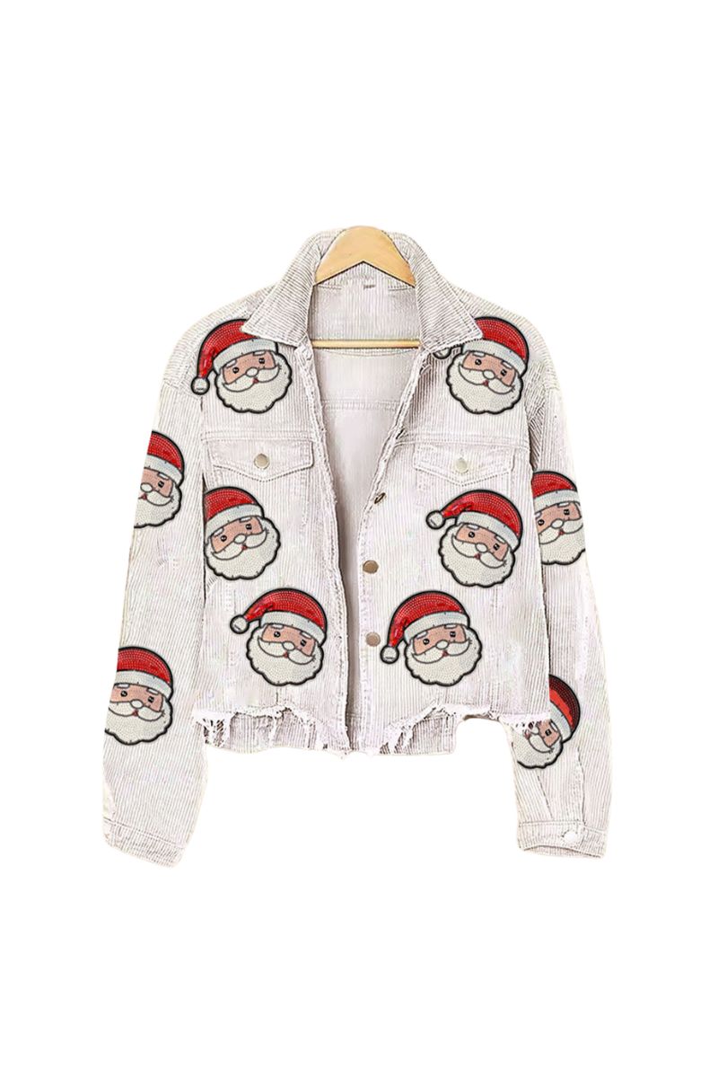 Sequin SANTA Wholesale Cropped CORDUROY Shacket