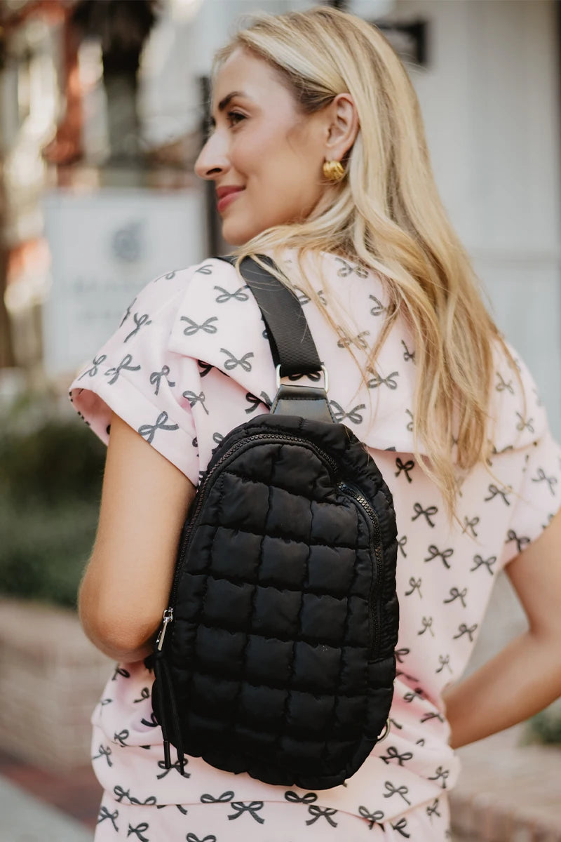 Black Wholesale Quilted Sling Bag