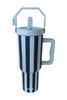Light Blue and Navy Striped 38 Oz Cabana Wholesale Tumbler