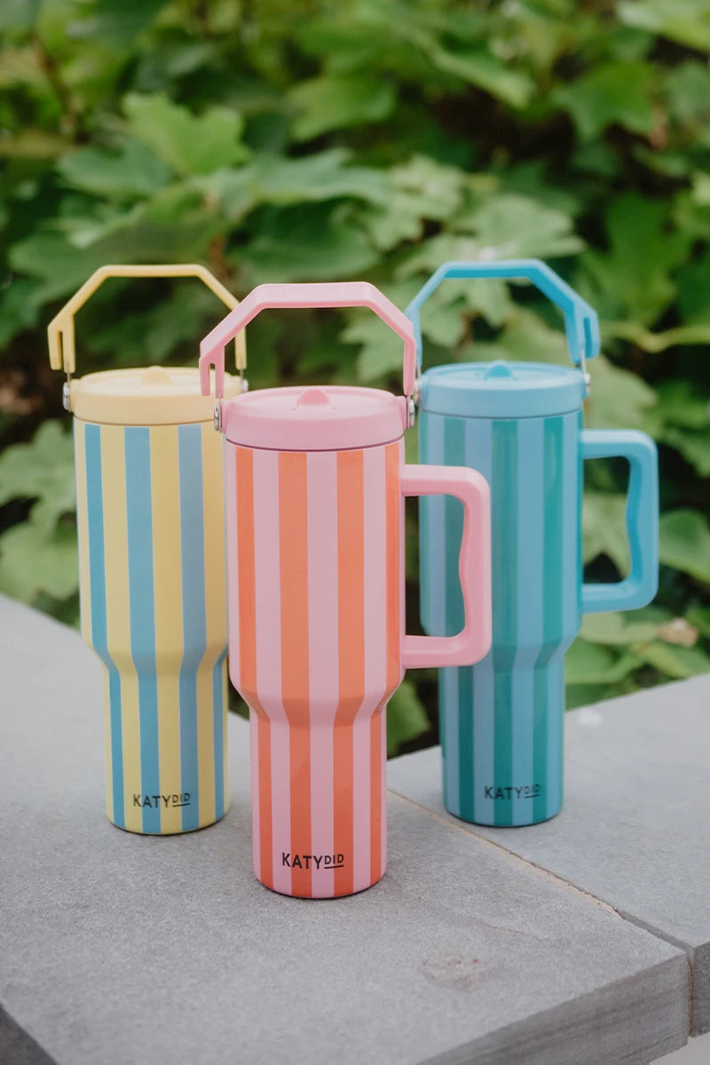 Aqua and Green Striped Wholesale 38 Oz Cabana Jug Tumbler