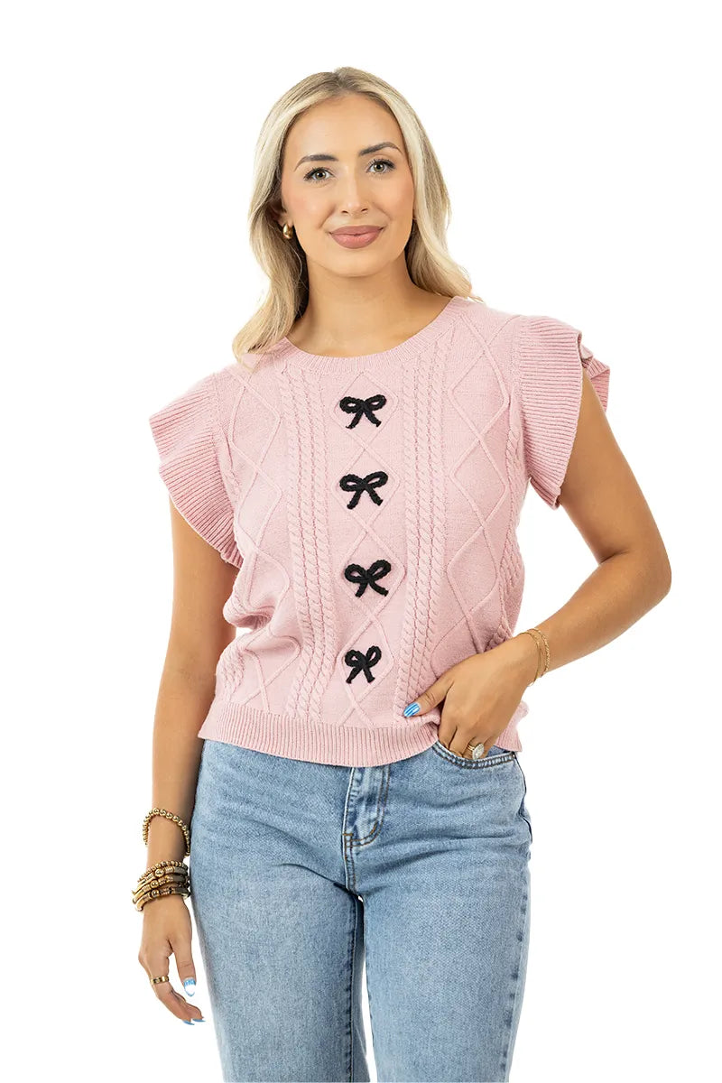 Light Pink Women's Bow Top
