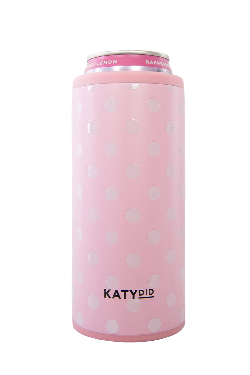 Pink Polka Dot Slim Can Koozie Wholesale