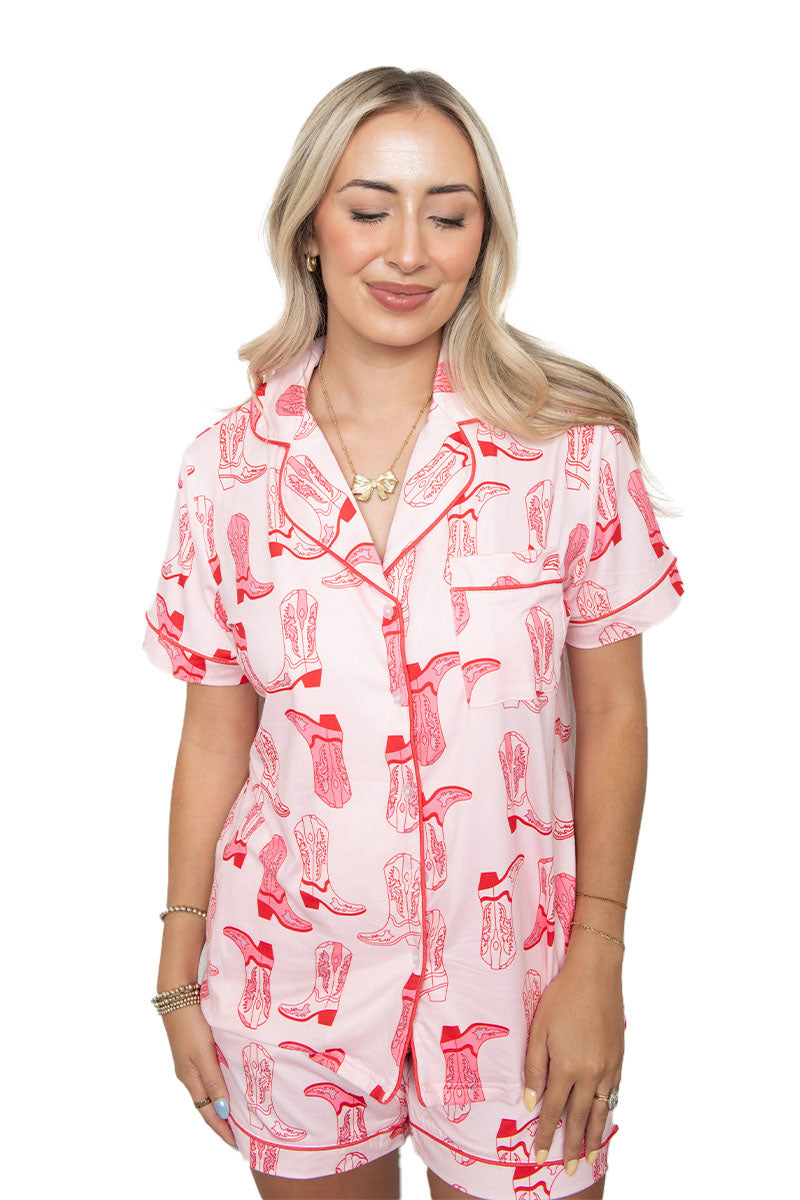 Light Pink Western Boots Wholesale Pajamas for Women