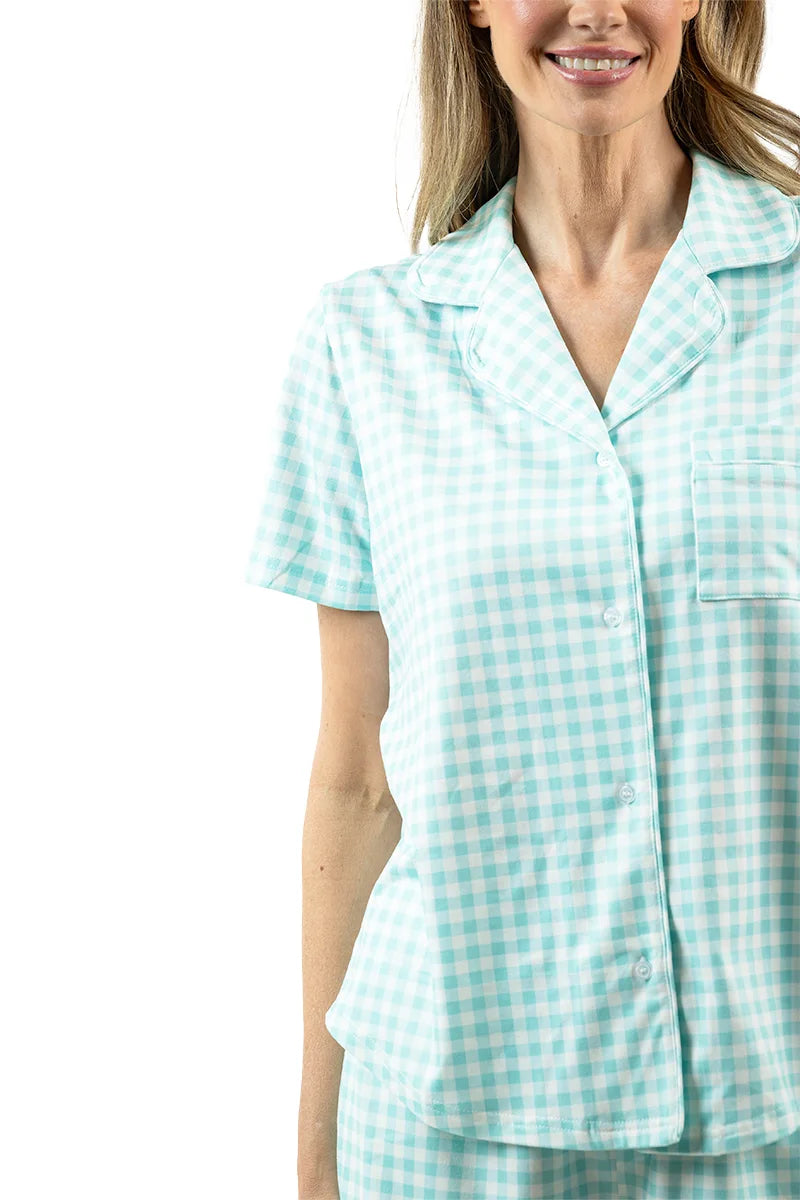 Mint Plaid Wholesale Matching Pajama Sets