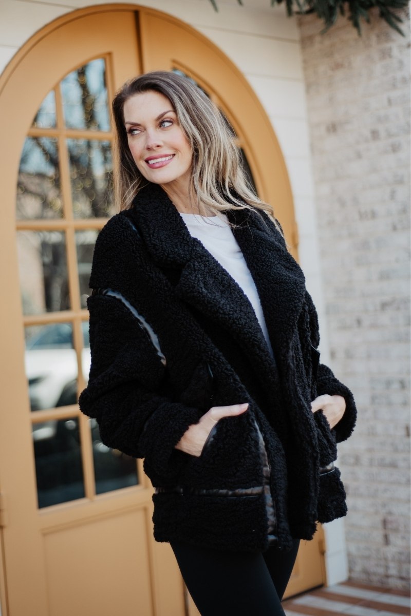 Black Sherpa Wholesale Jacket Women