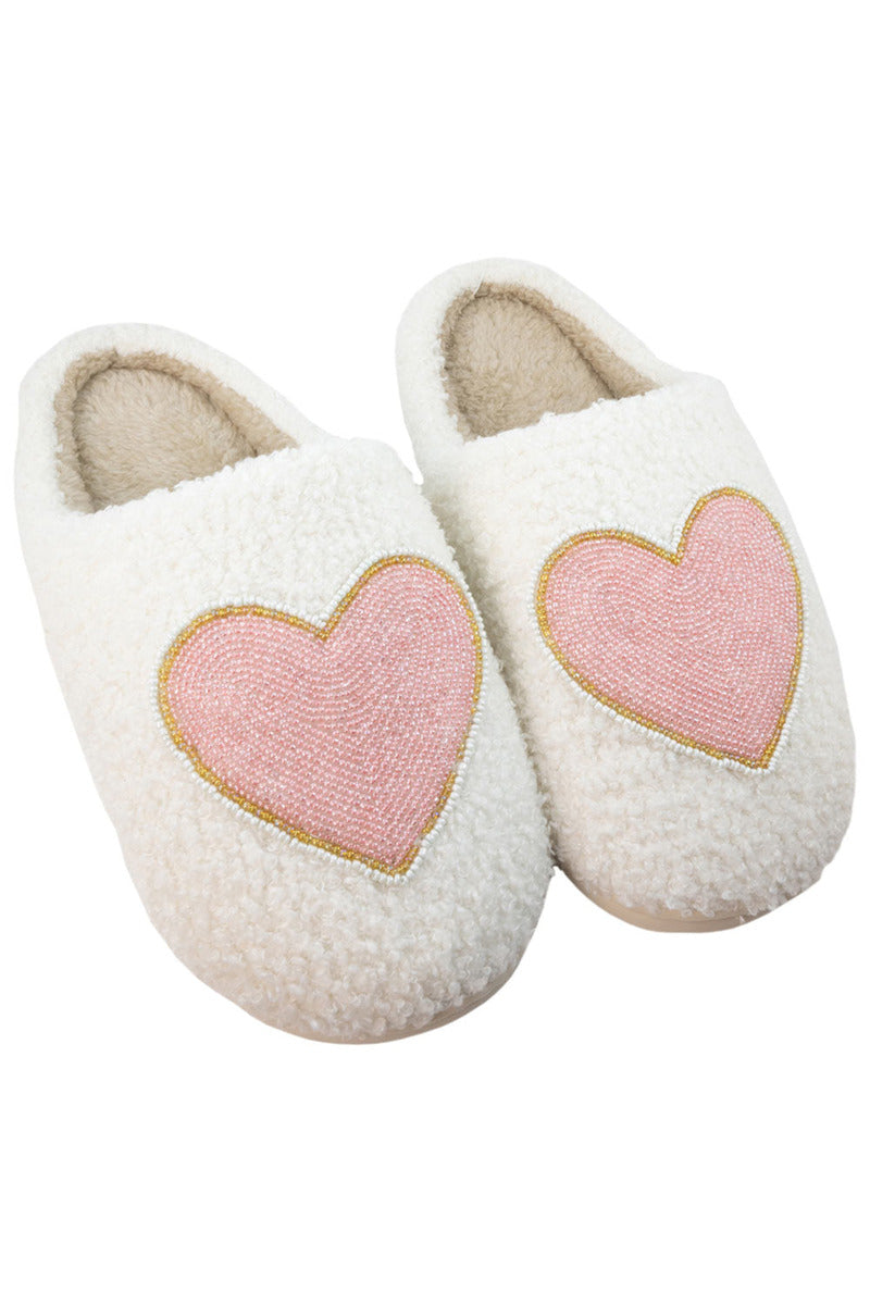 Beaded Pink & Gold Heart Wholesale Slippers For Women