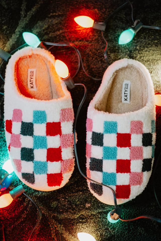 Jewel-Tone Multicolored Checkered Wholesale Cozy Slippers