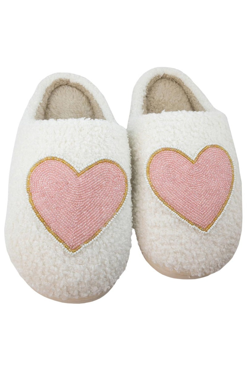 Beaded Pink & Gold Heart Wholesale Slippers For Women
