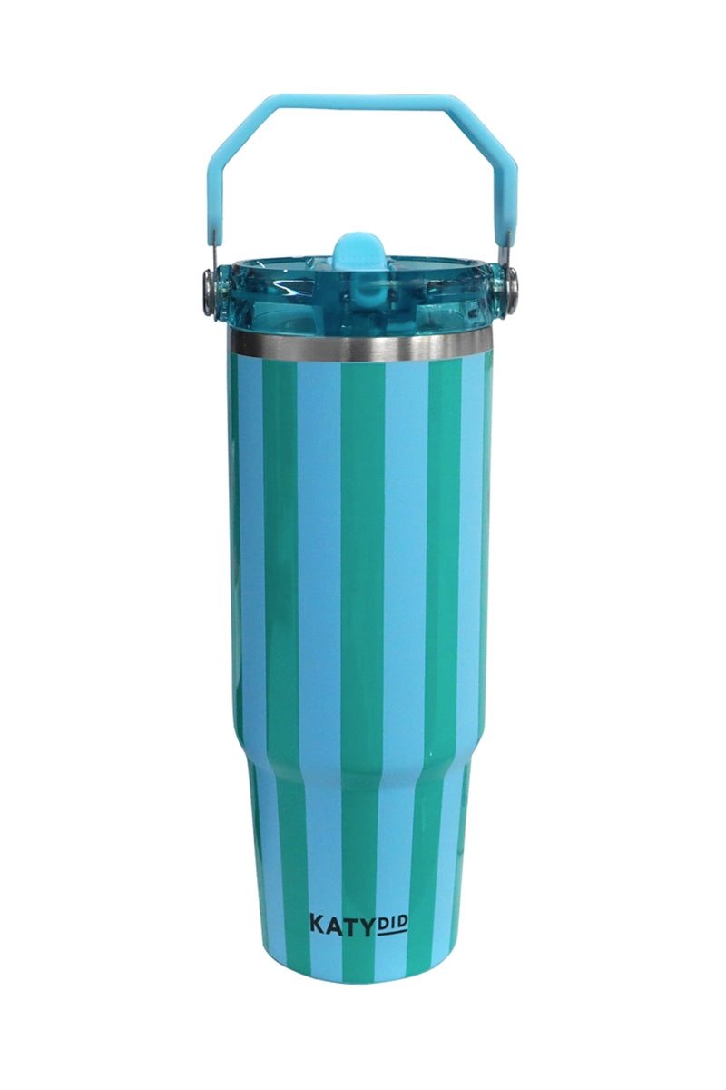 Aqua and Green Striped Wholesale 30 Oz Cabana Tumbler