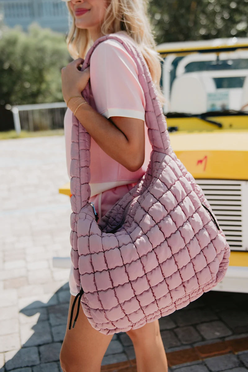 Mauve Wholesale Quilted Puffer Tote