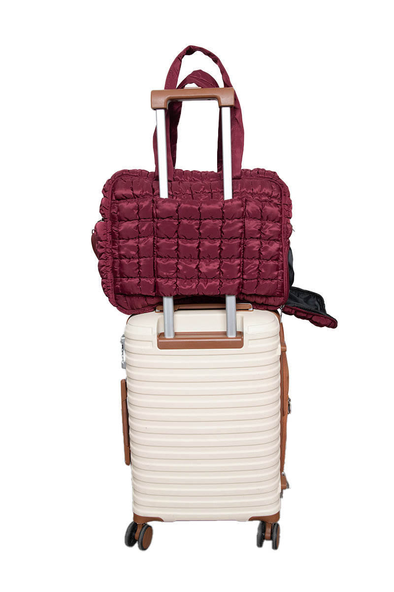 Wine Quilted Duffel Wholesale Weekender